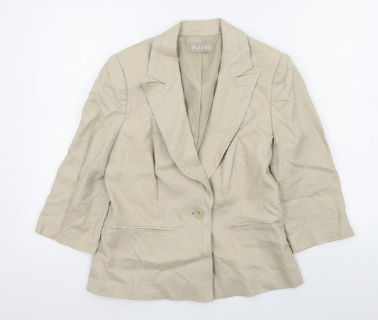 planet Womens Beige Colourblock  Jacket Blazer Size 8