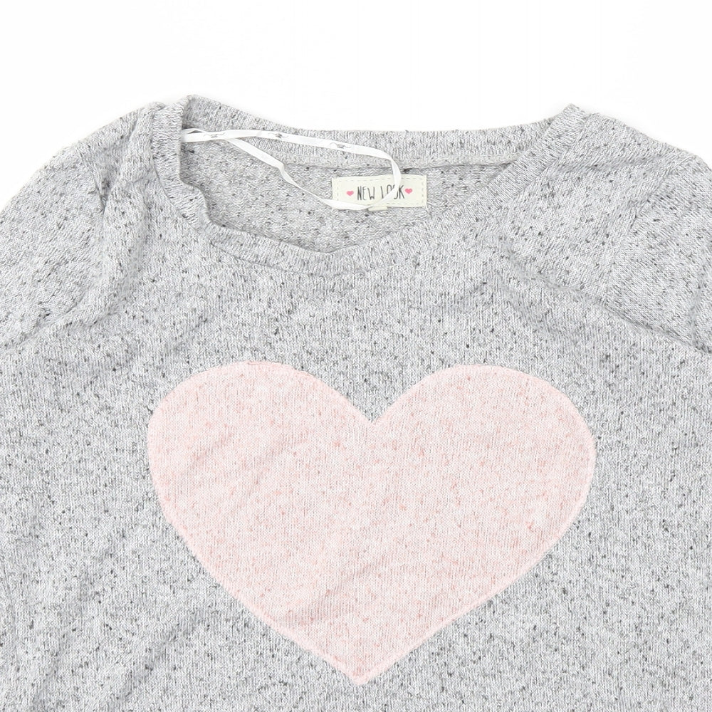 New Look Womens Grey Geometric  Basic T-Shirt Size 8