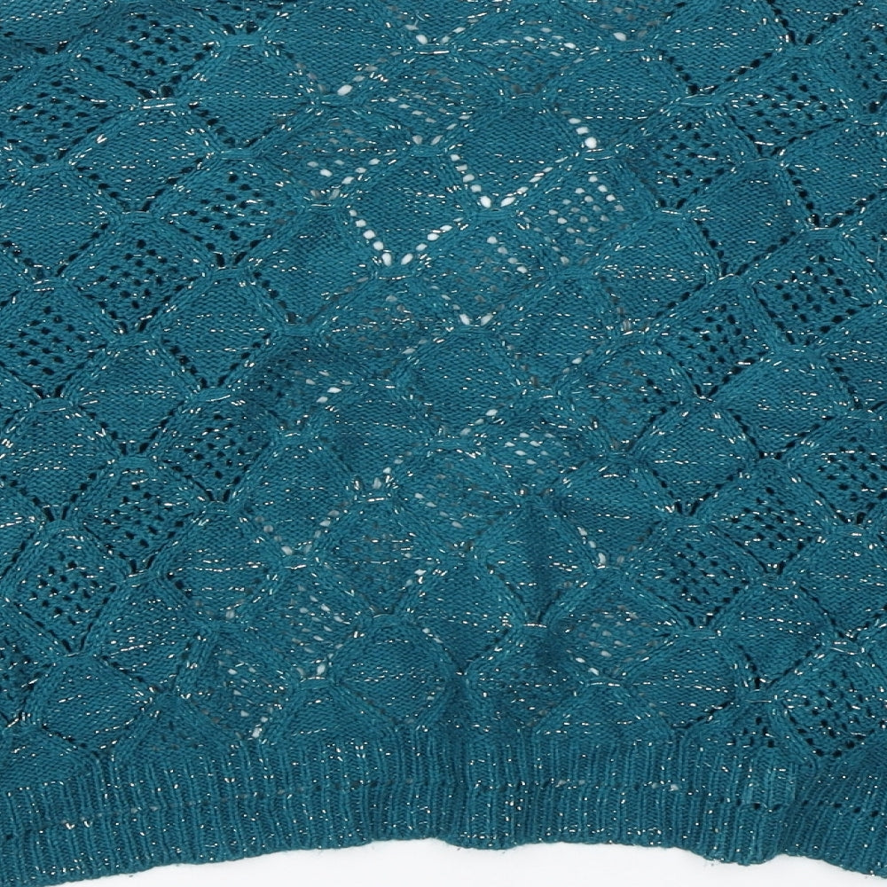 Pure & Natural Womens Blue  Knit Cape Jumper Size S