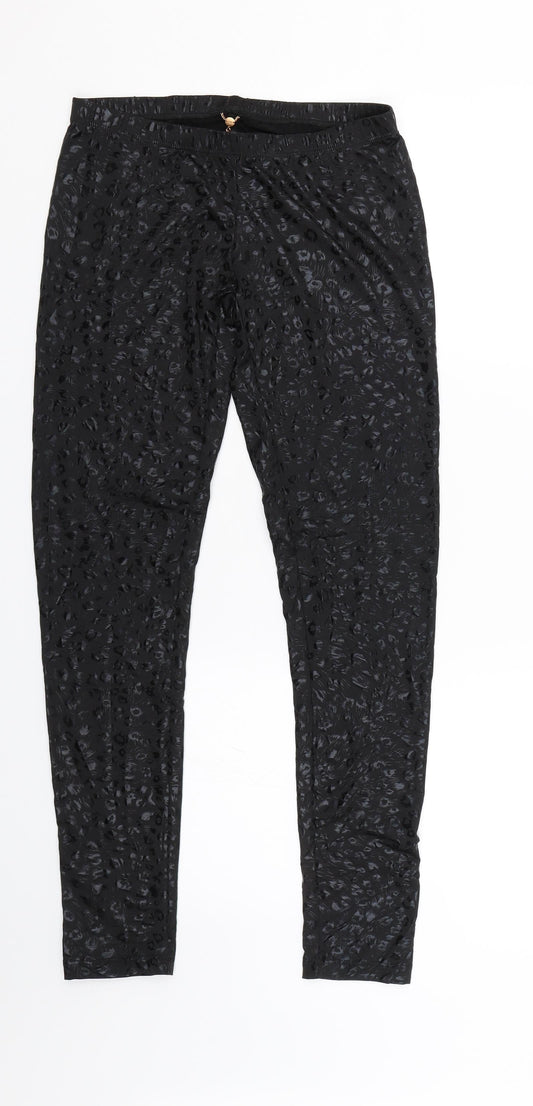 6126 Womens Black Animal Print  Capri Leggings Size XS L27 in