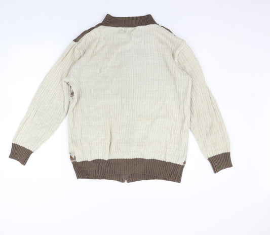 MC Womens Beige Geometric  Jacket Coat Size M  - washable marks