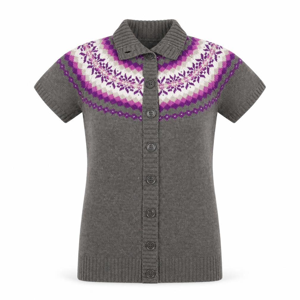 ESPRIT Womens Grey Geometric Knit Cardigan Jumper Size XS