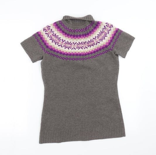 Esprit Womens Grey Geometric Knit Cardigan Jumper Size XS