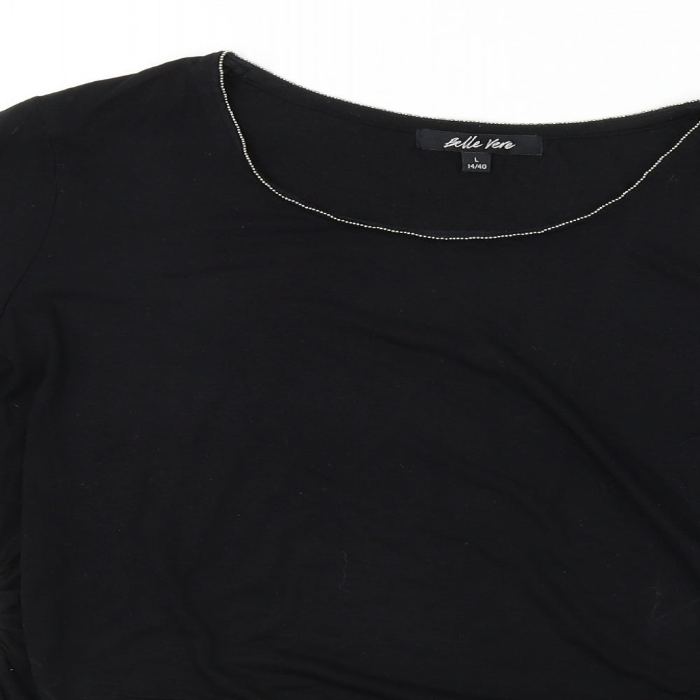 Belle Vere  Womens Black  Rayon Basic T-Shirt Size L