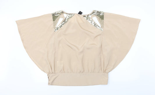 Villa  Womens Beige   Basic Blouse Size L