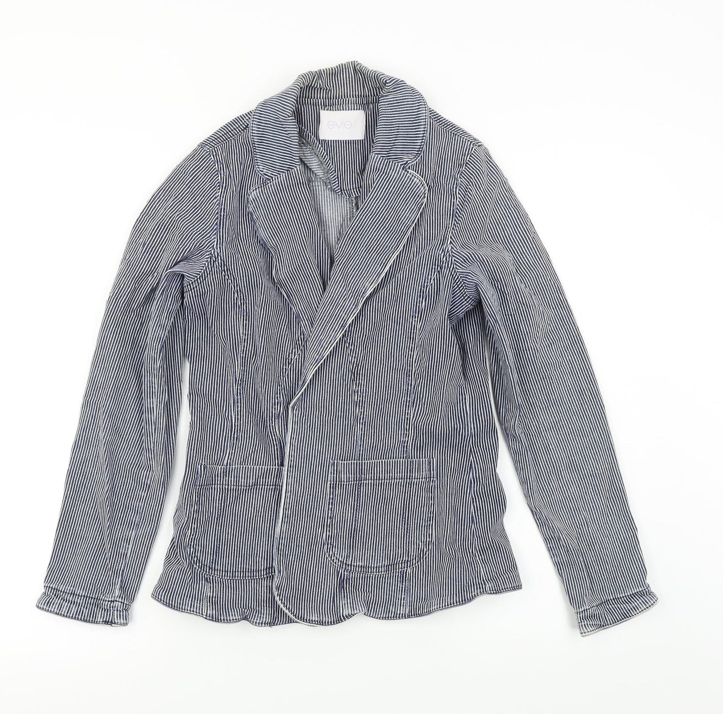 EVIE      Womens Blue Striped  Jacket Coat Size 10