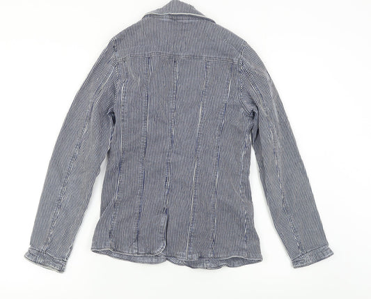 EVIE      Womens Blue Striped  Jacket Coat Size 10