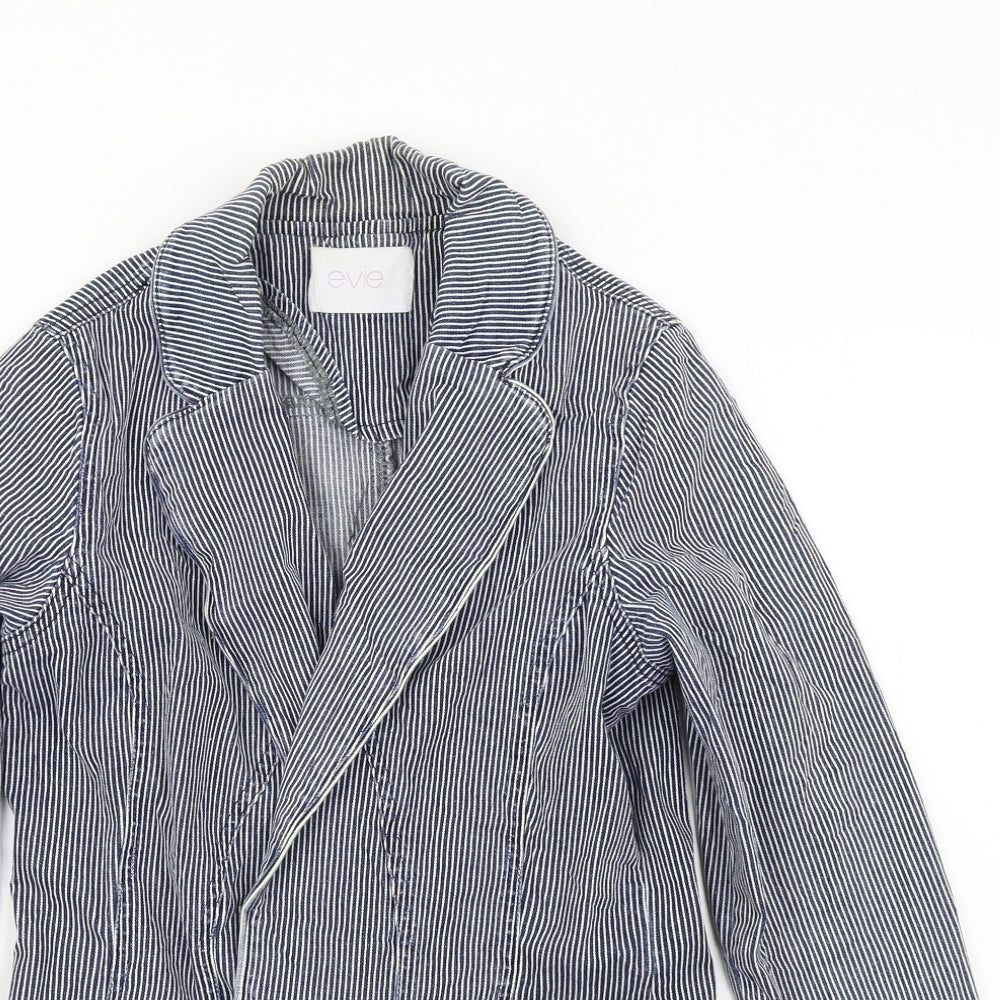 EVIE      Womens Blue Striped  Jacket Coat Size 10