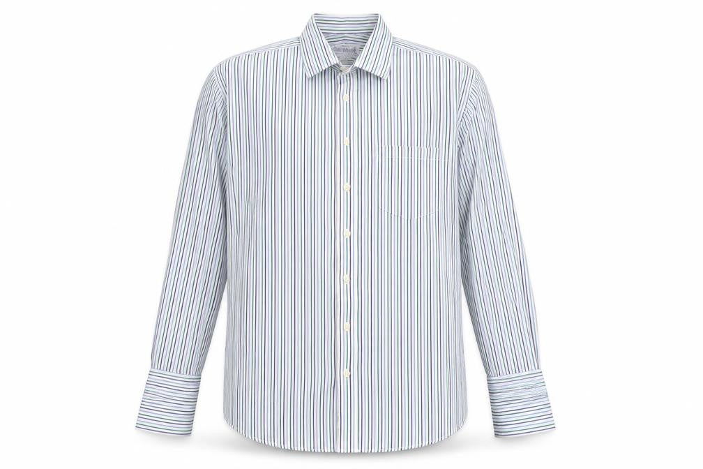 James Meade Mens White Striped   Button-Up Size 17.5