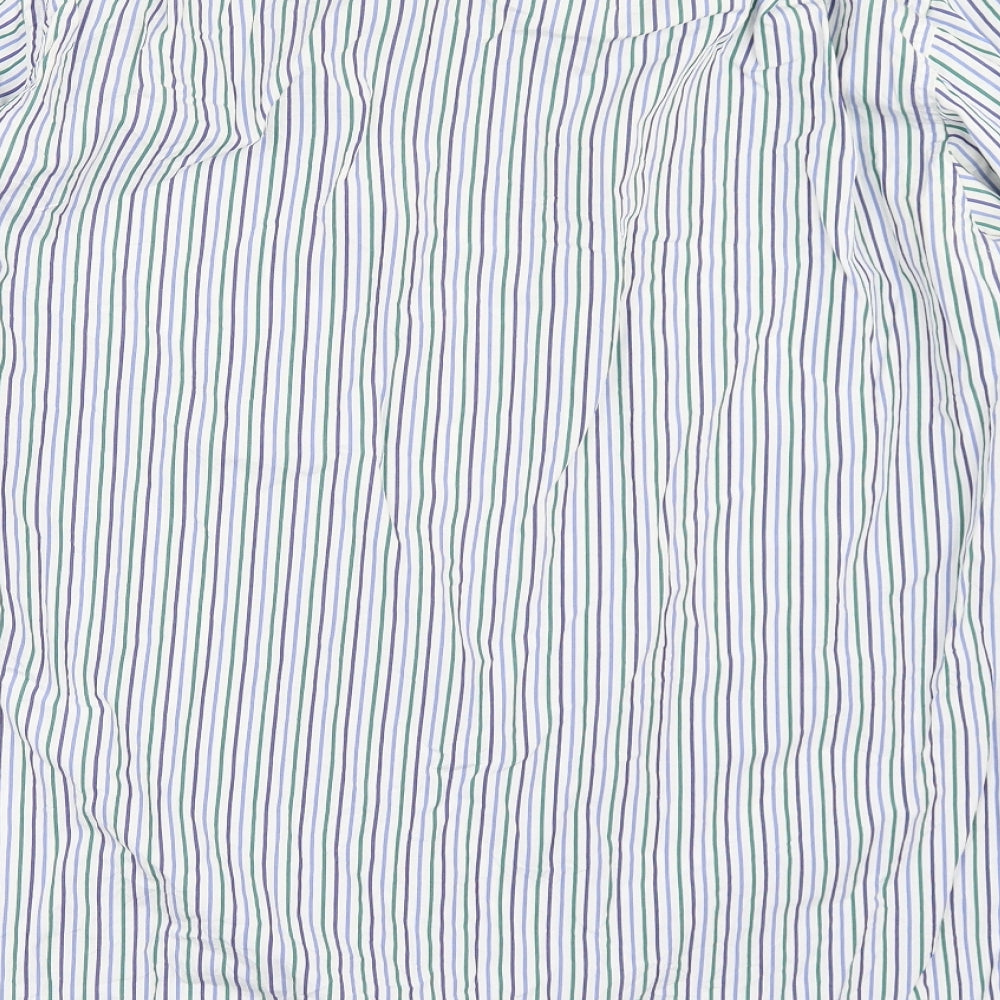 James Meade Mens White Striped   Button-Up Size 17.5
