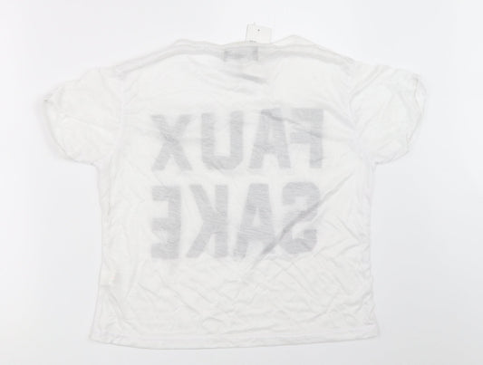 Denim State Womens White   Basic T-Shirt Size L
