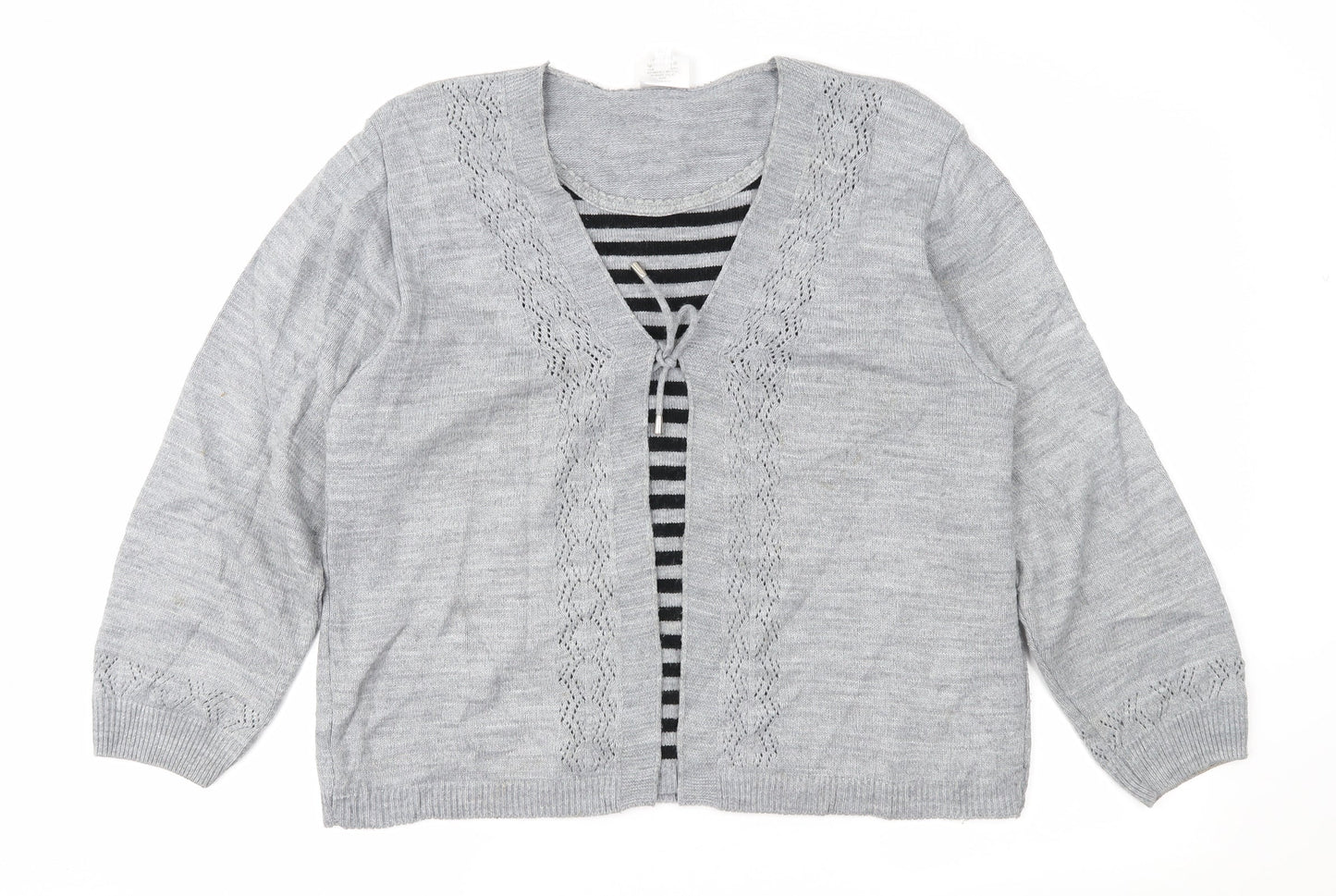 Florida Womens Grey Striped  Pullover Jumper Size M