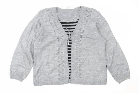 Florida Womens Grey Striped  Pullover Jumper Size M