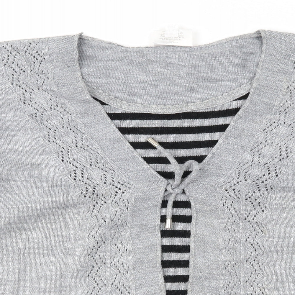 Florida Womens Grey Striped  Pullover Jumper Size M