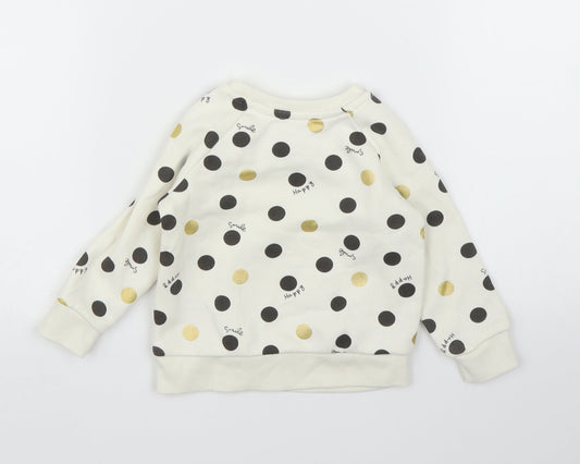 Primark Girls Ivory Polka Dot  Pullover Jumper Size 6-9 Months