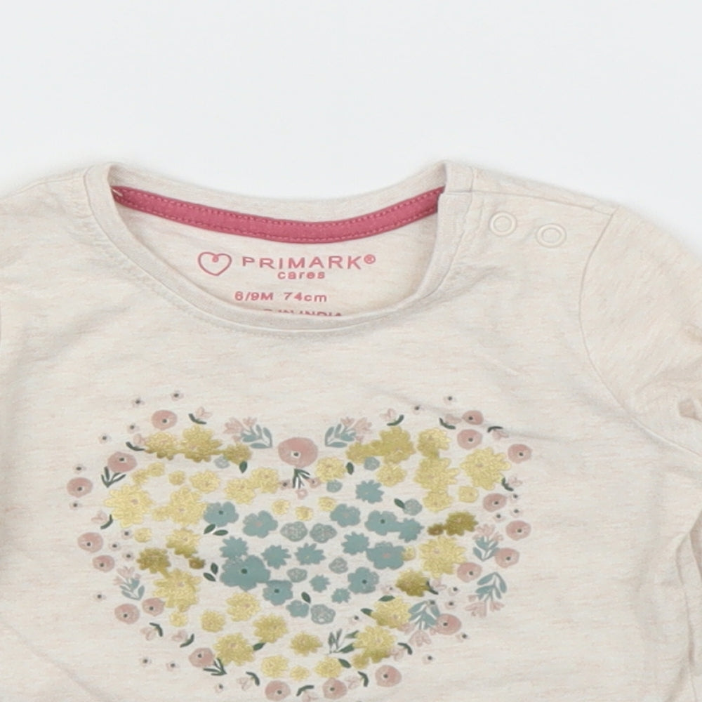 Primark Girls Beige   Basic T-Shirt Size 6-9 Months