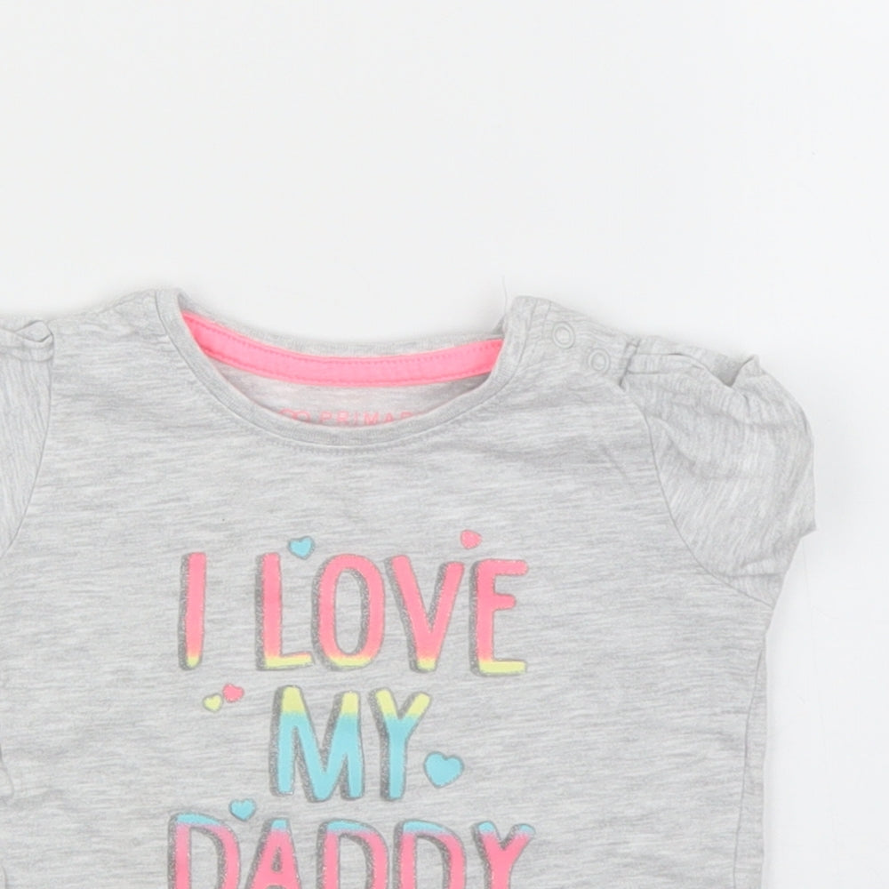 Primark Girls Grey   Basic T-Shirt Size 6-9 Months