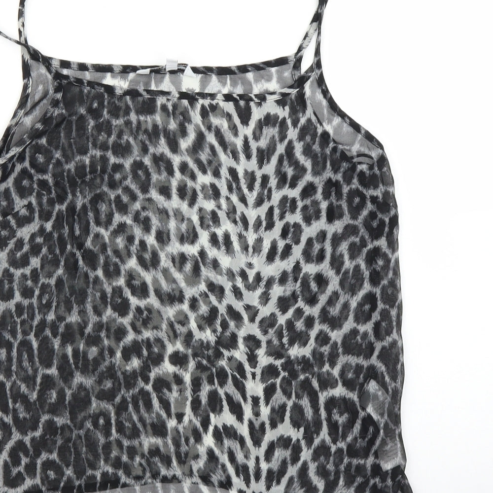New Look Womens Grey Animal Print  Camisole Blouse Size 10  - Leopard print