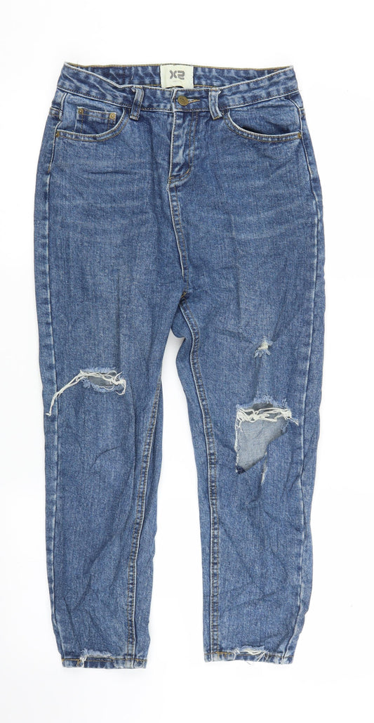 X2 Womens Blue  Denim Mom Jeans Size L L22 in