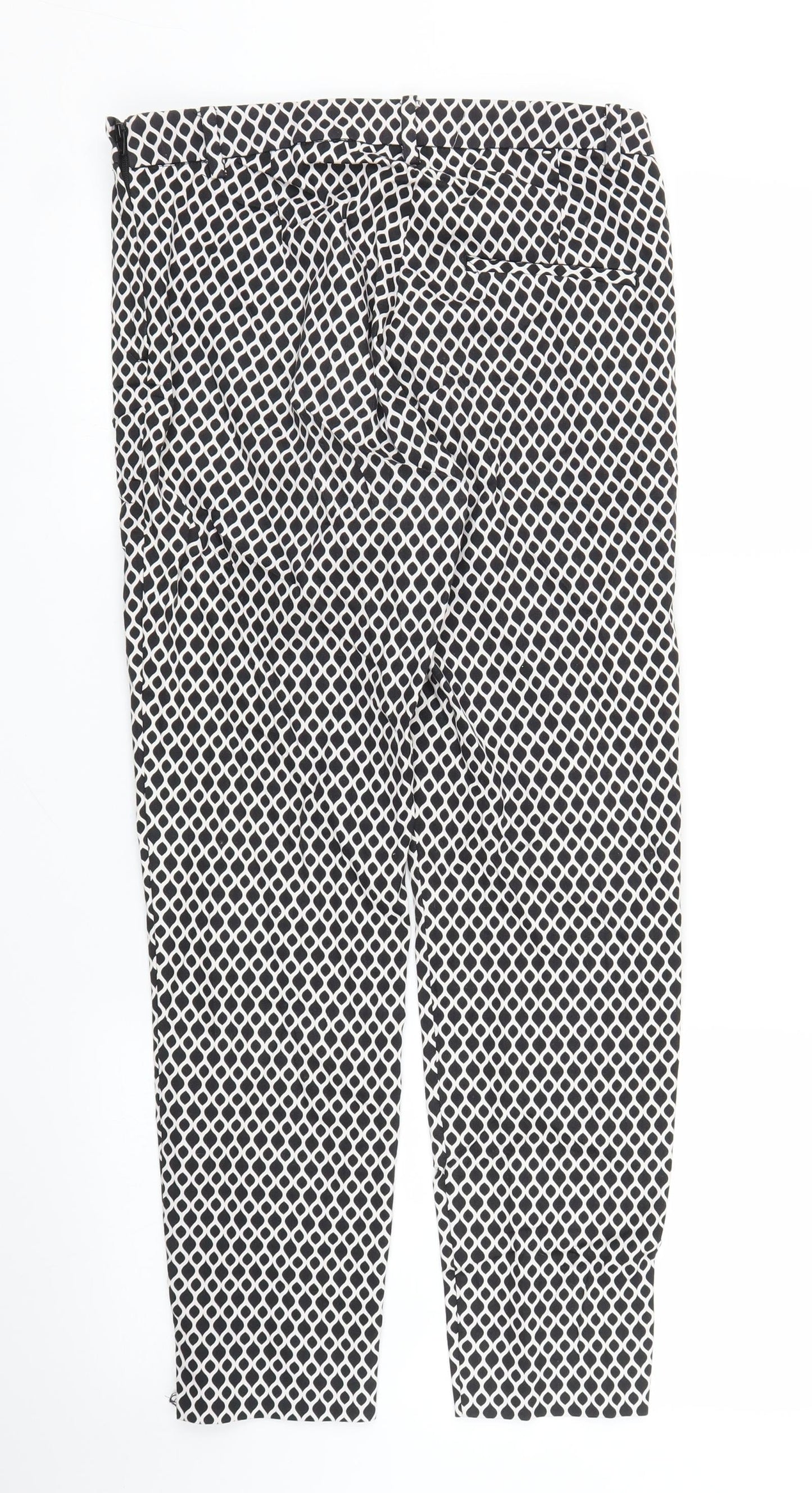H&M Womens Black Argyle/Diamond  Pedal Pusher Trousers Size 8 L26 in