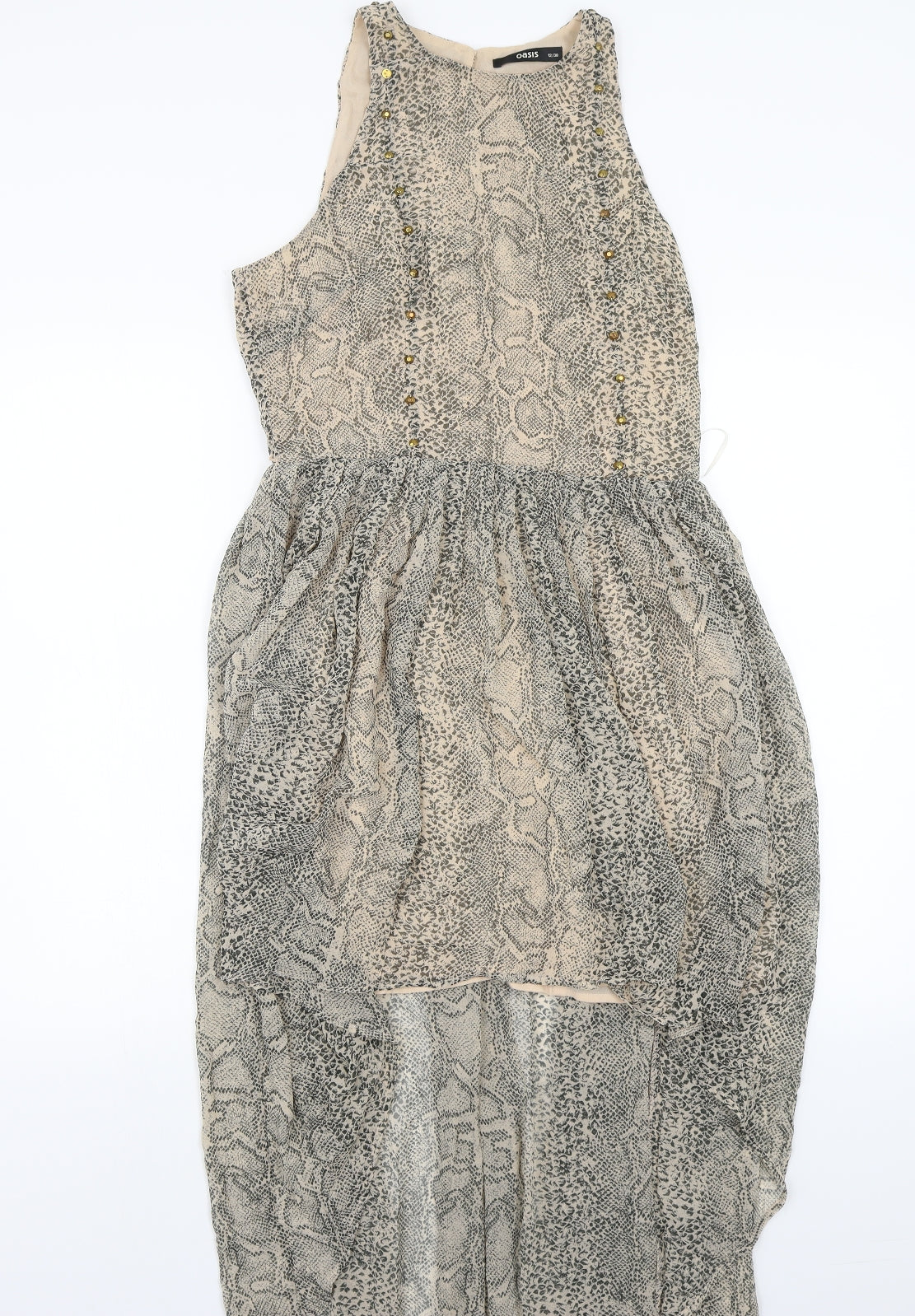 Oasis Womens Beige Animal Print  A-Line  Size 12