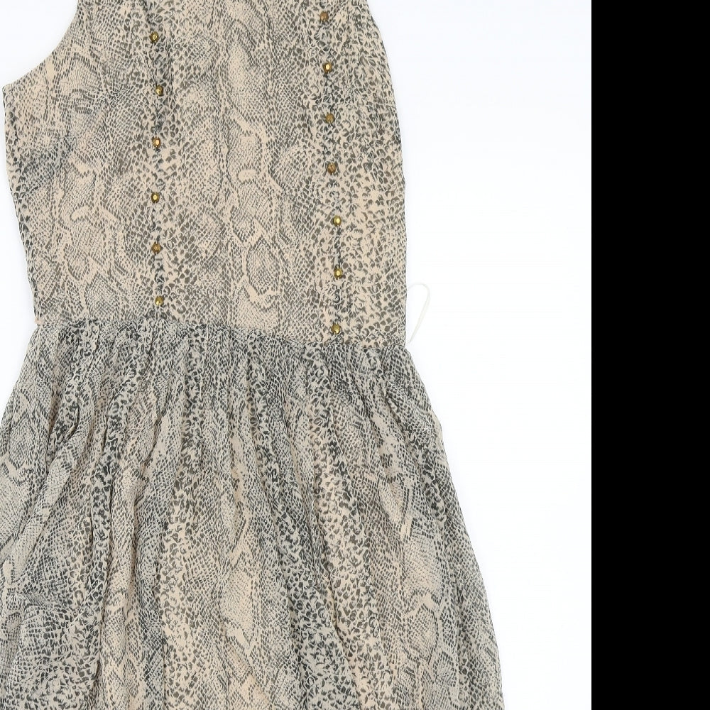 Oasis Womens Beige Animal Print  A-Line  Size 12