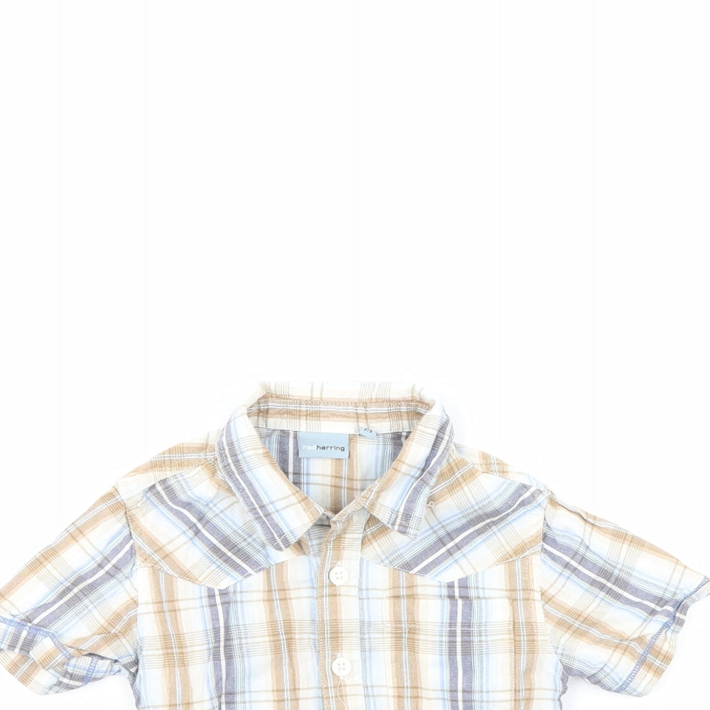 Red Herring Boys Brown Check  Basic Button-Up Size 2 Years