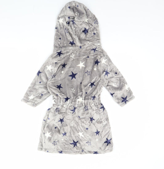 m&s Boys Grey Solid   Robe Size 3 Years  - Star