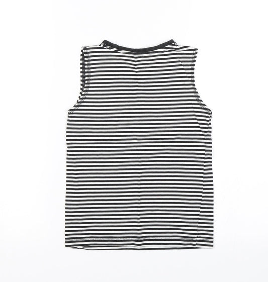 TU Girls Black Striped  Basic Tank Size 6-7 Years