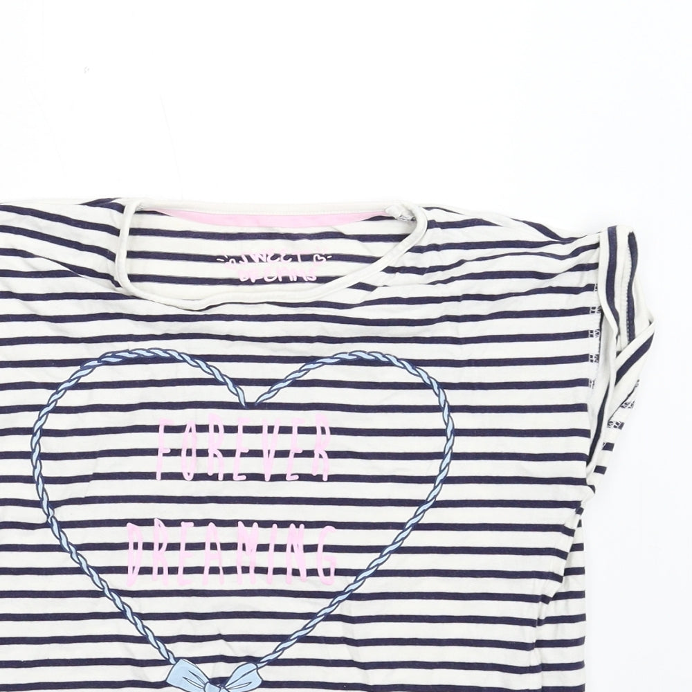Matalan Girls Multicoloured Striped  Basic T-Shirt Size 10-11 Years