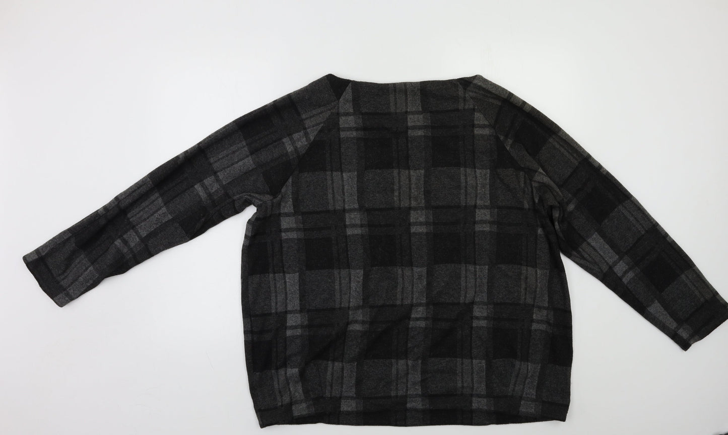NEXT Womens Grey Check  Pullover Jumper Size L