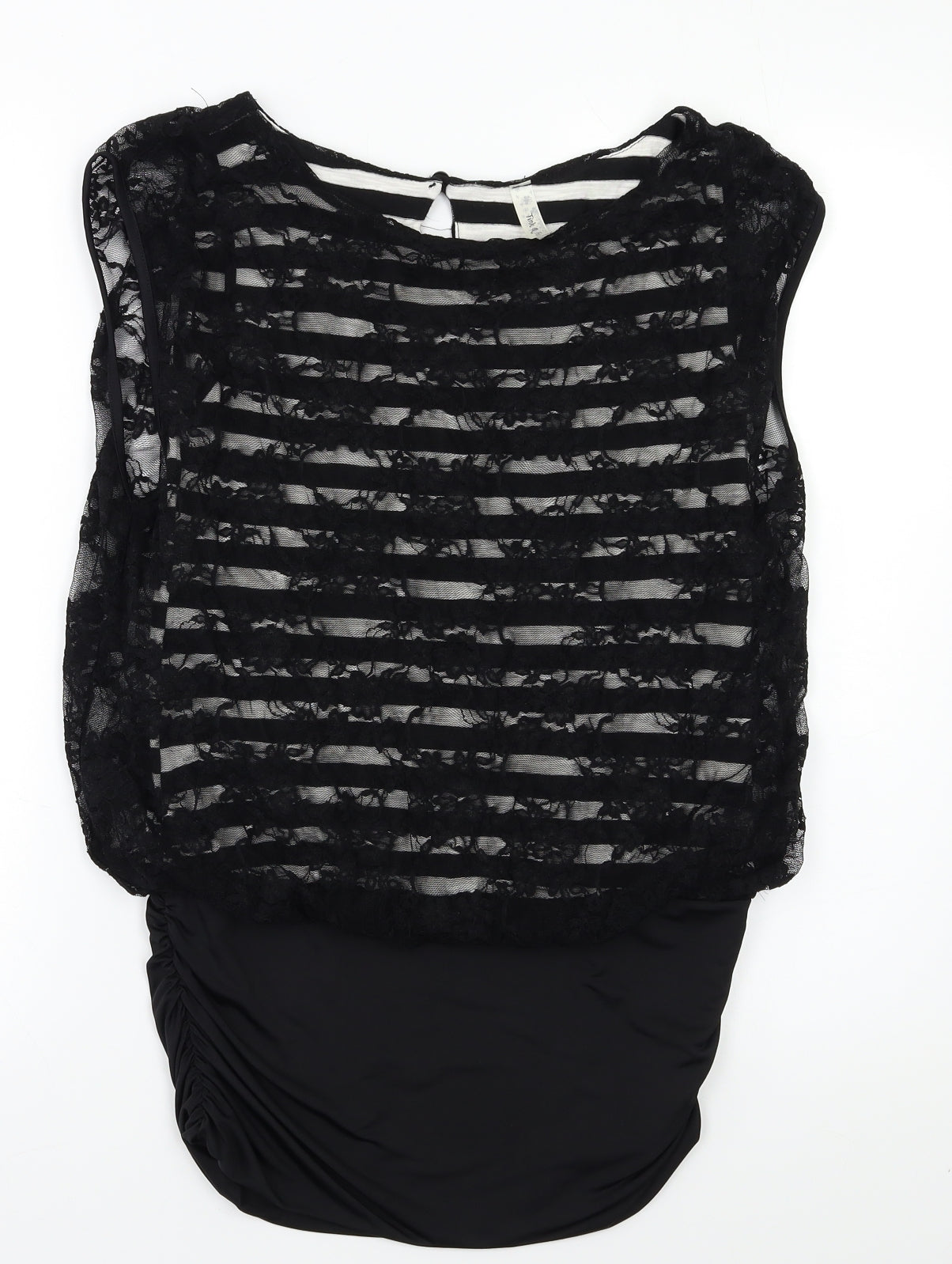Tink & Funk Womens Black Striped  Basic Blouse Size S