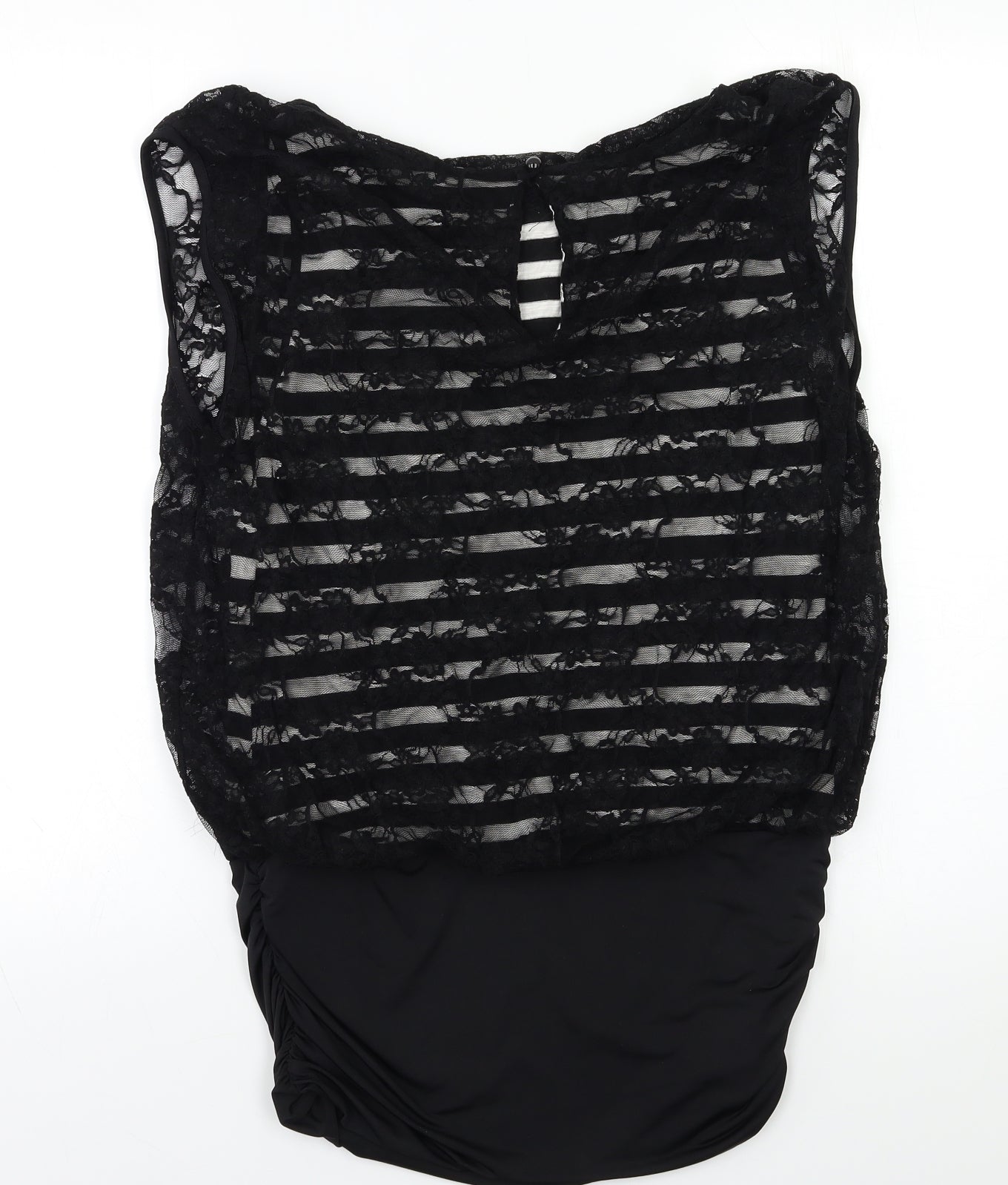 Tink & Funk Womens Black Striped  Basic Blouse Size S