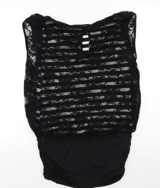 Tink & Funk Womens Black Striped  Basic Blouse Size S