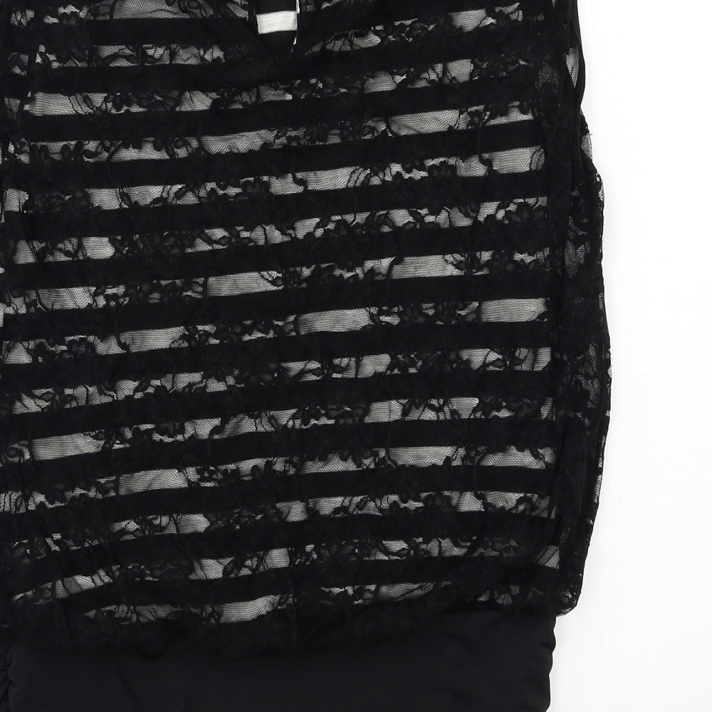 Tink & Funk Womens Black Striped  Basic Blouse Size S