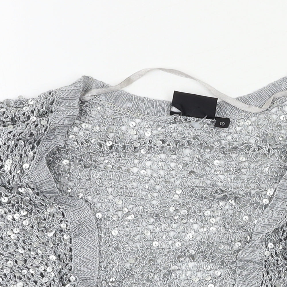 Logo Womens Grey   Shrug Jumper Size 10  - Sequin