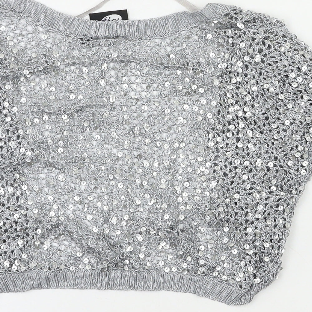 Logo Womens Grey   Shrug Jumper Size 10  - Sequin