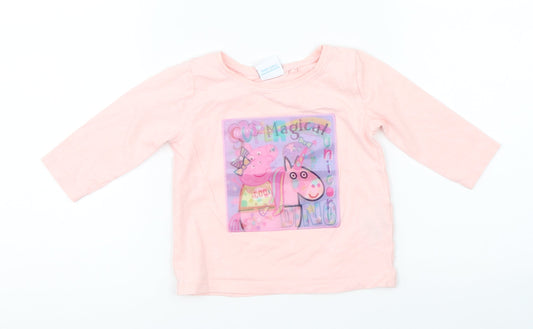Peppa Pige Girls Pink   Basic T-Shirt Size 3-6 Months  - Peppa Pige