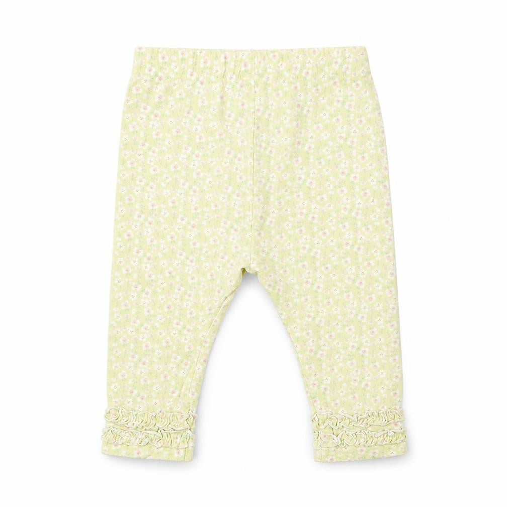 Front view of Mini Club Baby Yellow Floral Pyjama Pants, size 3-6, Months