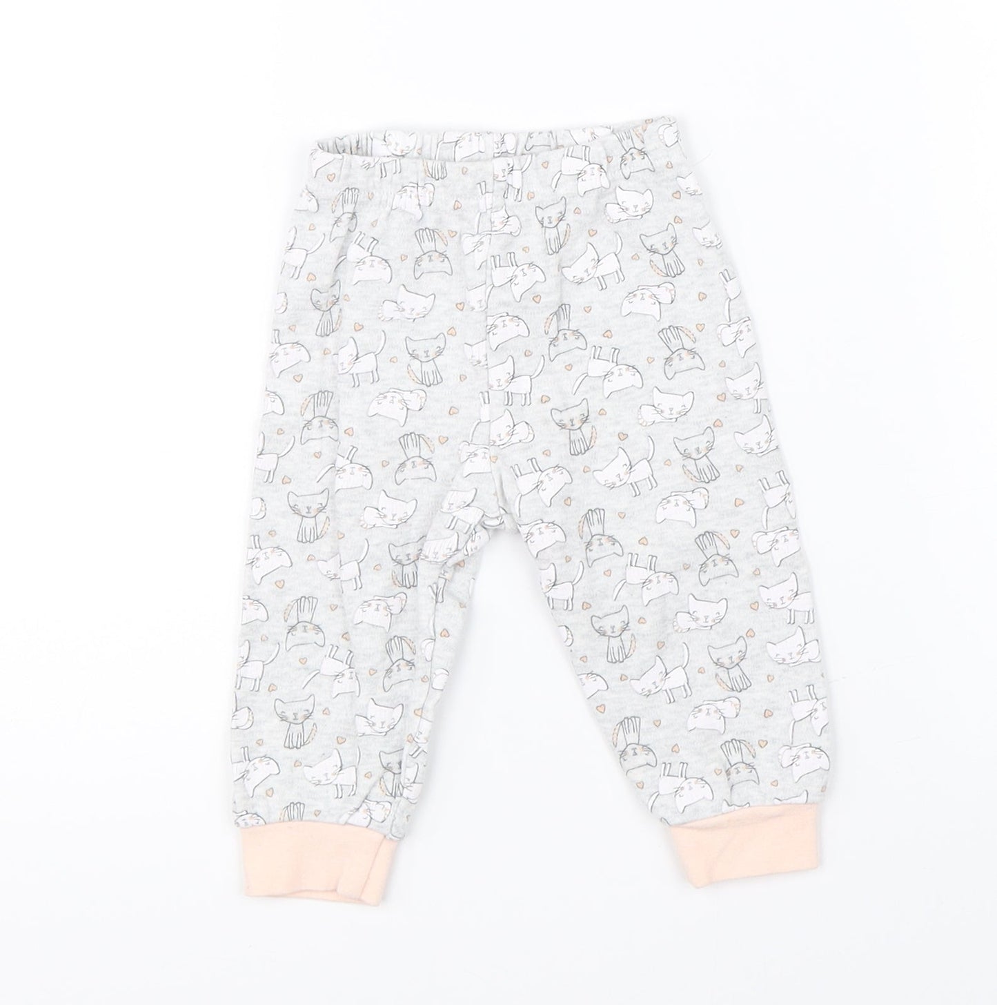 Primark Girls Grey    Pyjama Pants Size 6-9 Months  - cats