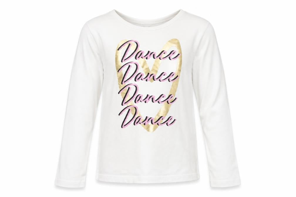 Front view of Studio girls’ white basic t-shirt, size 7-8, years - dance
