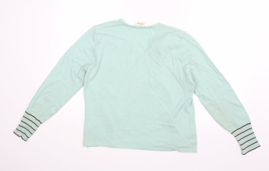 LUCIA Womens Green Striped  Basic Blouse Size 16