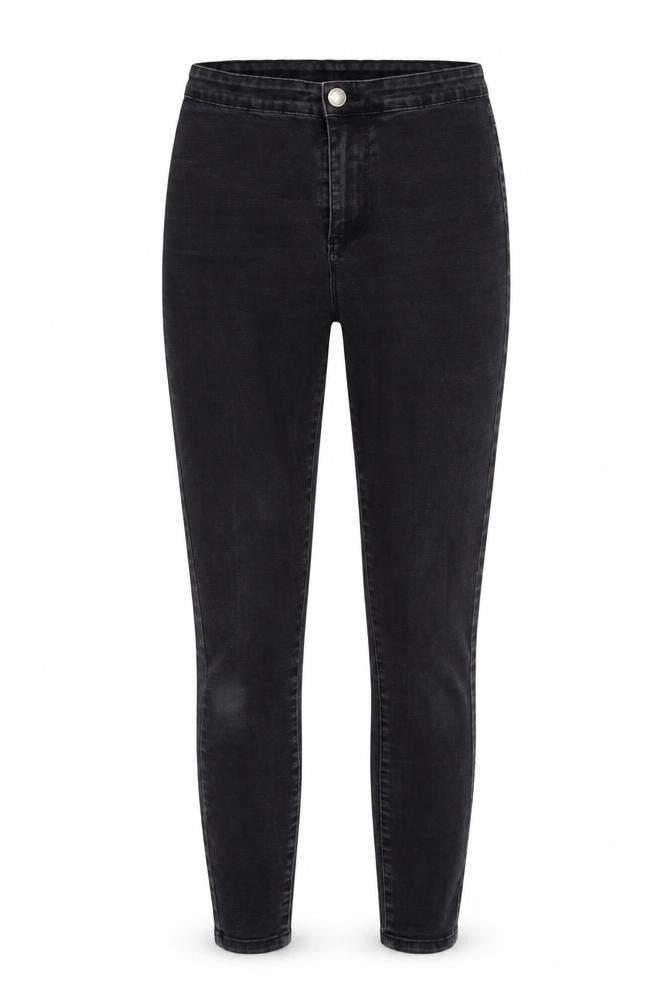 Front view of Denim & Co. women’s black skinny jeans, size UK 8, 27.5-inch leg