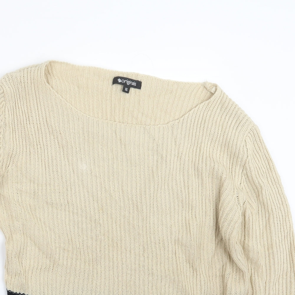 Originals Womens Beige  Knit Pullover Jumper Size 16