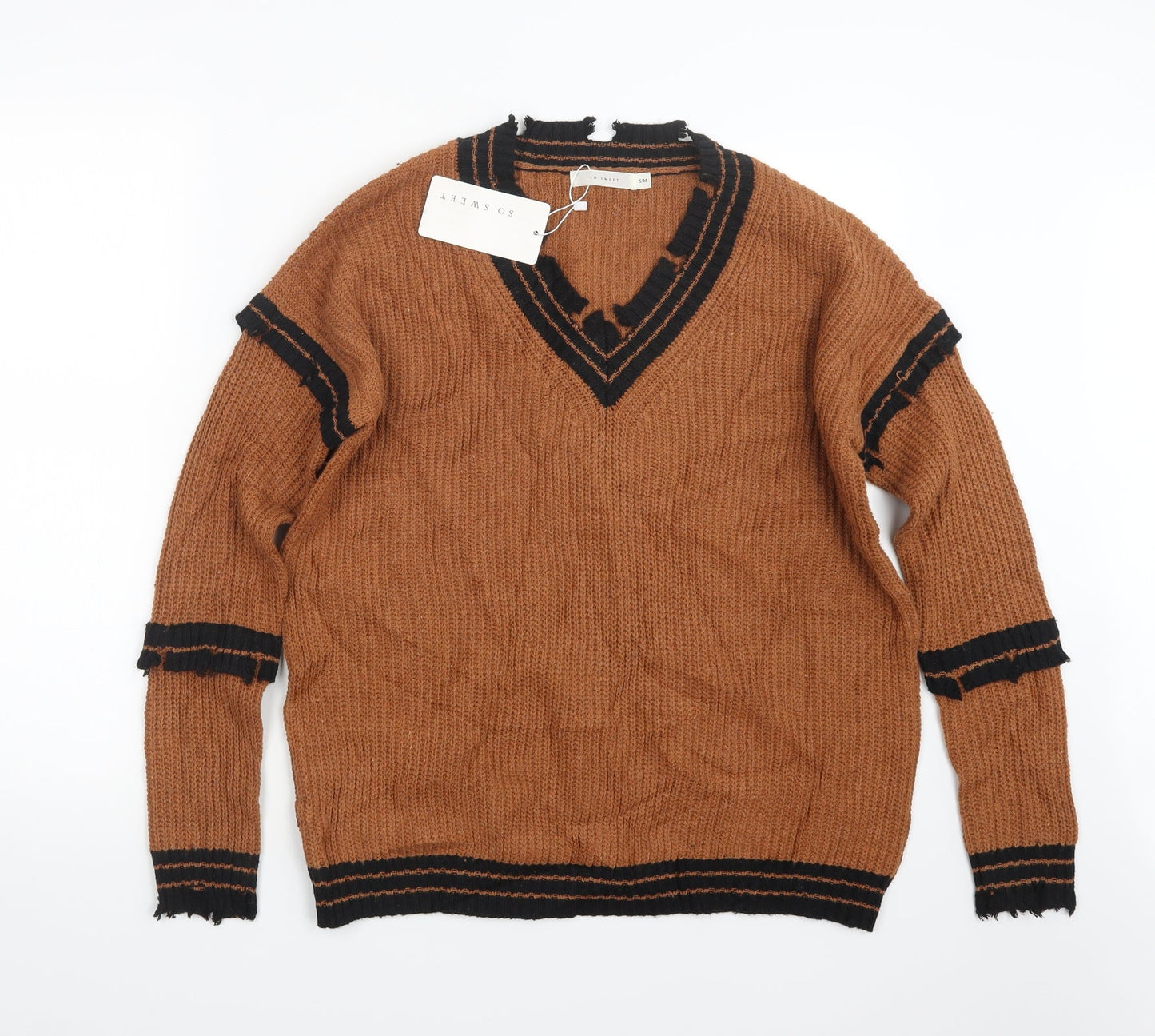 so sweet  Womens Brown  Knit Pullover Jumper Size S
