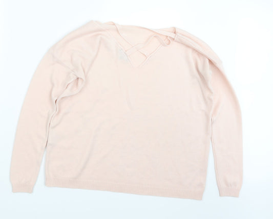Boohoo Womens Pink  Knit Pullover Jumper Size S