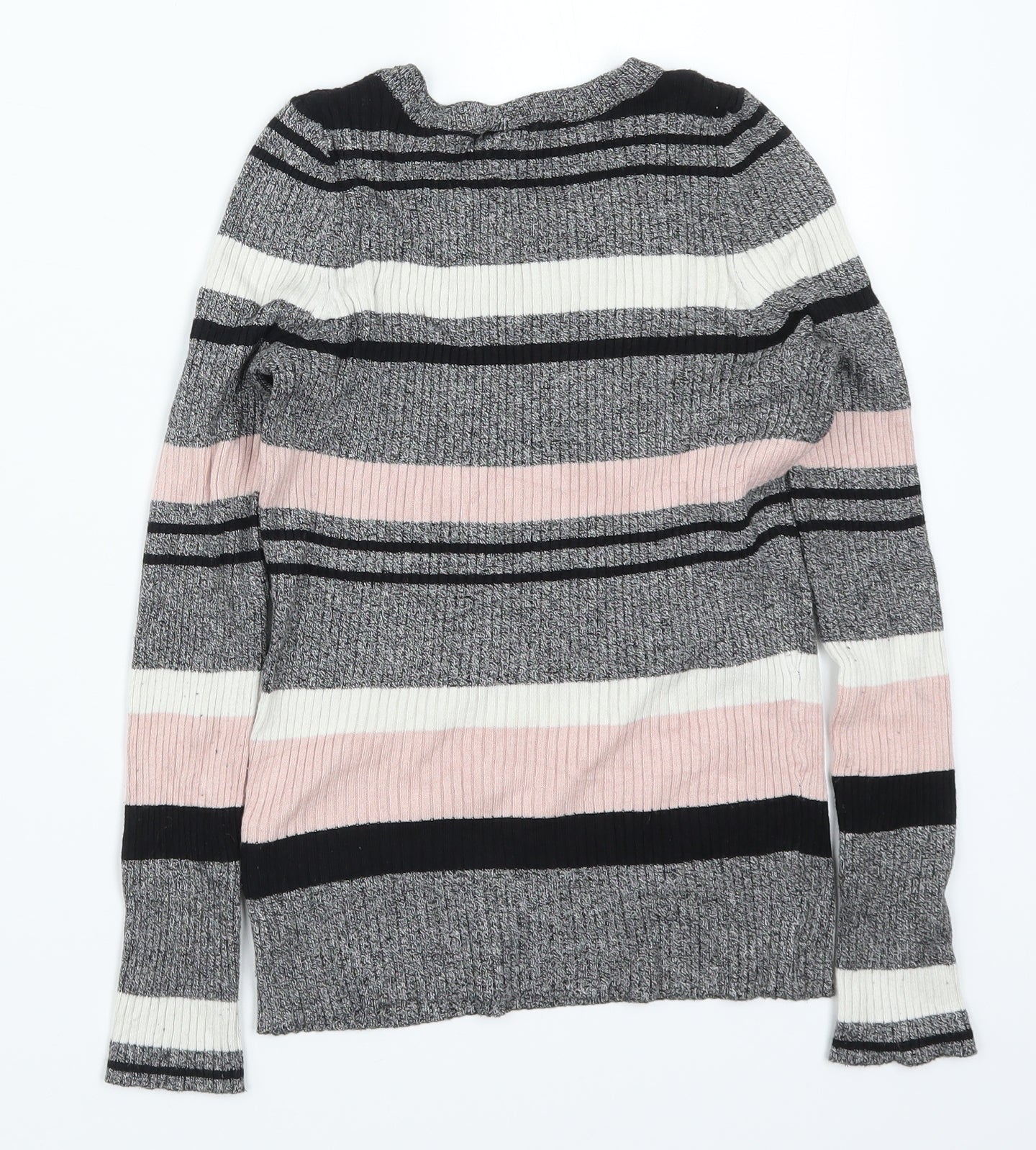 H&M Womens Pink Striped Knit Pullover Jumper Size S