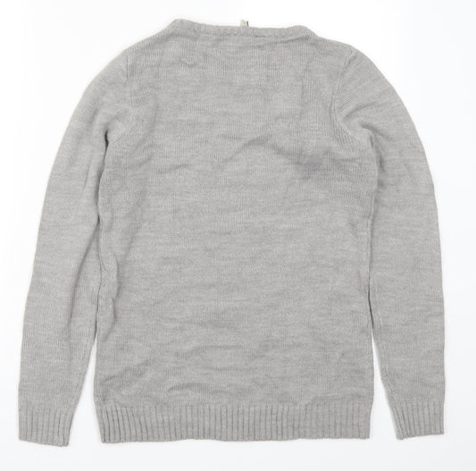 Peacocks Womens Grey   Pullover Jumper Size S  - Santa Claus