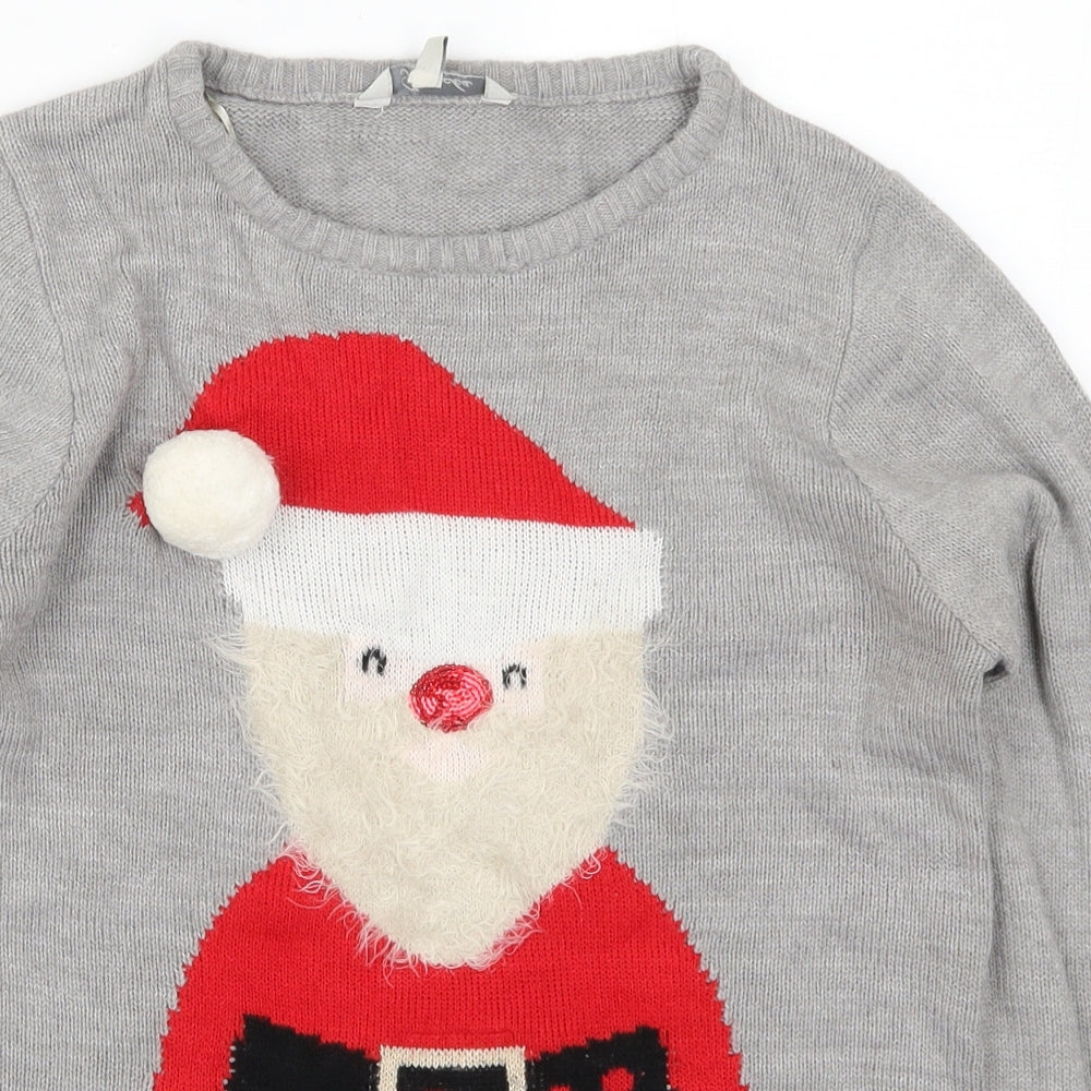 Peacocks Womens Grey   Pullover Jumper Size S  - Santa Claus