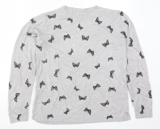 Marks and Spencer Womens Grey  Knit Pullover Jumper Size 14  - Butterflies
